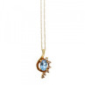 10K / 14 K Yellow Gold Topaz & Diamonds Chain With Pendant