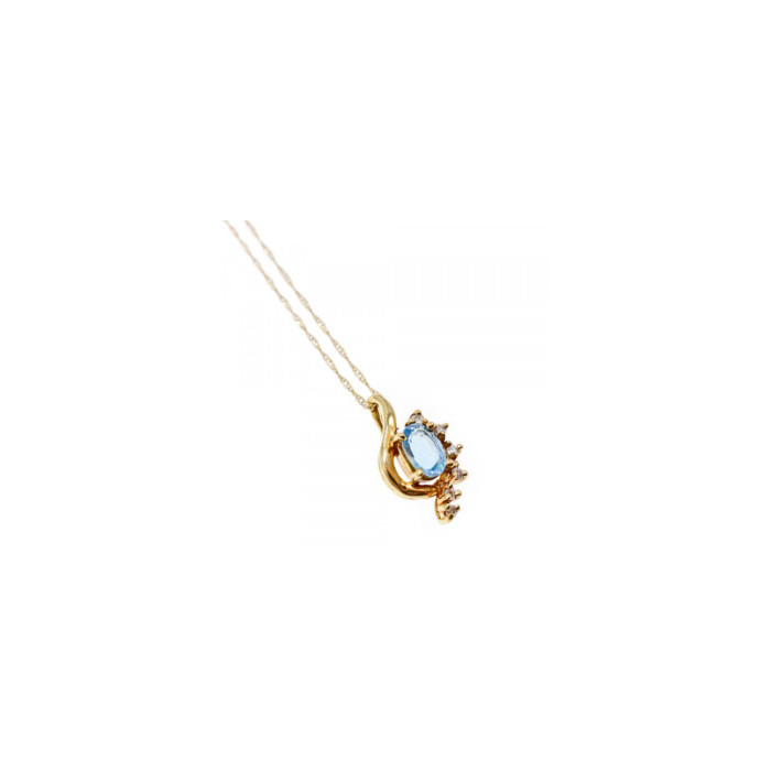 10K / 14 K YELLOW GOLD TOPAZ & DIAMONDS CHAIN WITH PENDANT