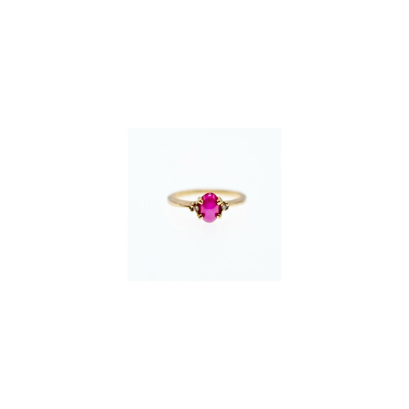 10K YELLOW GOLD STAR SAPPHIRE & DIAMONDS RING SIZE 5.5