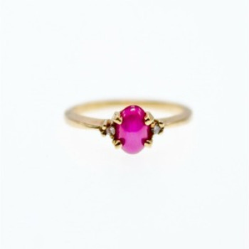 10K Yellow Gold Star Sapphire & Diamonds Ring Size 5.5