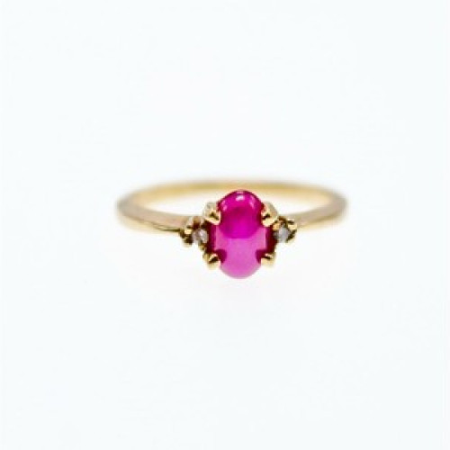 10K Yellow Gold Star Sapphire & Diamonds Ring Size 5.5