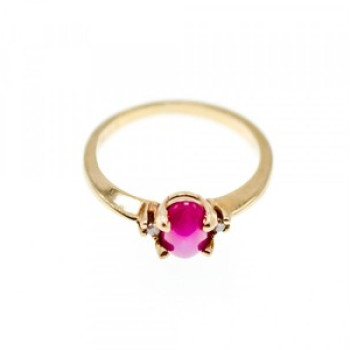 10K Yellow Gold Star Sapphire & Diamonds Ring Size 5.5