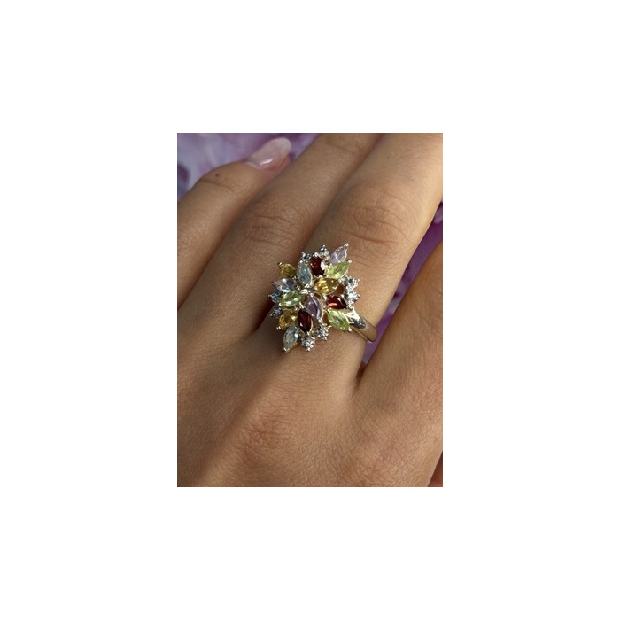 925 Sterling Silver Amethyst Peridot Garnet Topaz Citrine Ring Size 8