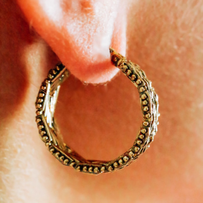 925 Sterling Silver Gold Plated Earrings Italy
