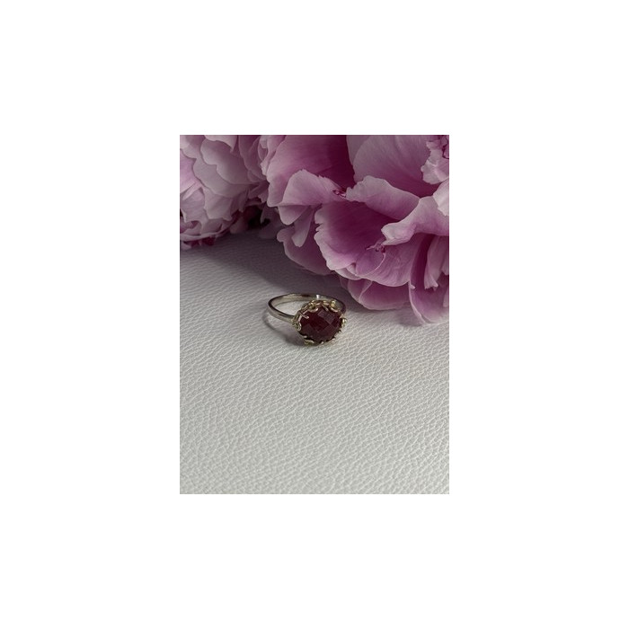 925 Sterling Silver Gold Plated Part Ruby Ring Size 8