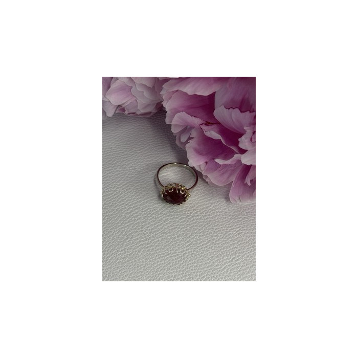 925 Sterling Silver Gold Plated Part Ruby Ring Size 8