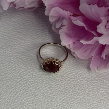 925 Sterling Silver Gold Plated Part Ruby Ring Size 8