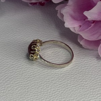 925 Sterling Silver Gold Plated Part Ruby Ring Size 8