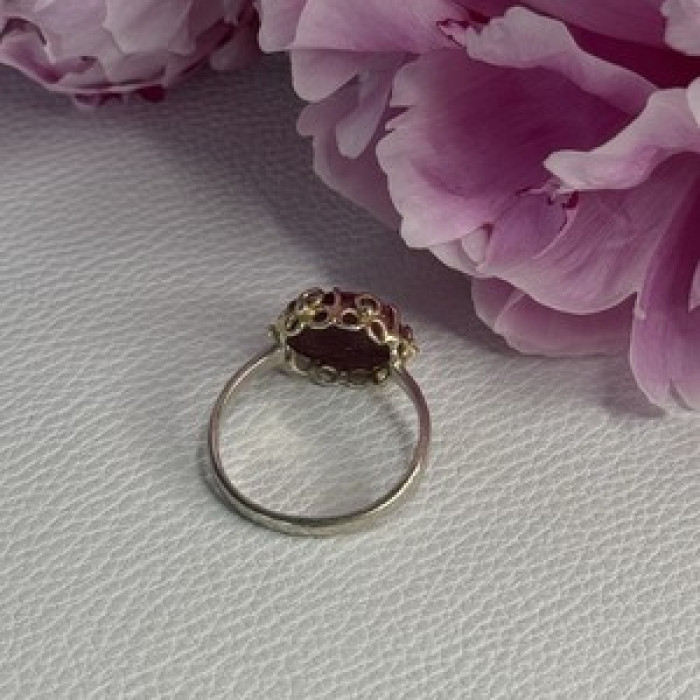 925 Sterling Silver Gold Plated Part Ruby Ring Size 8