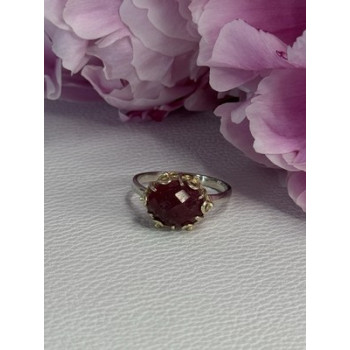 925 Sterling Silver Gold Plated Part Ruby Ring Size 8