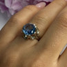 925 Sterling Silver Aquamarine Flower Ring Size 6