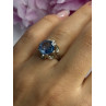 925 Sterling Silver Aquamarine Flower Ring Size 6