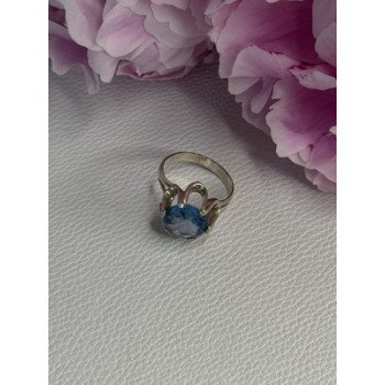 925 Sterling Silver Aquamarine Flower Ring Size 6
