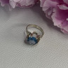 925 Sterling Silver Aquamarine Flower Ring Size 6