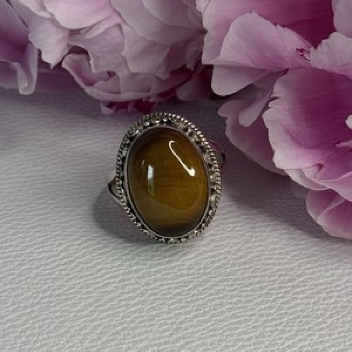 Vintage 925 Sterling Silver Tiger Eye Ring Size 9