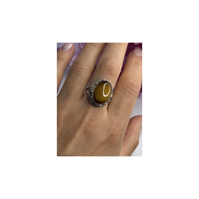 Vintage 925 Sterling Silver Tiger Eye Ring Size 9