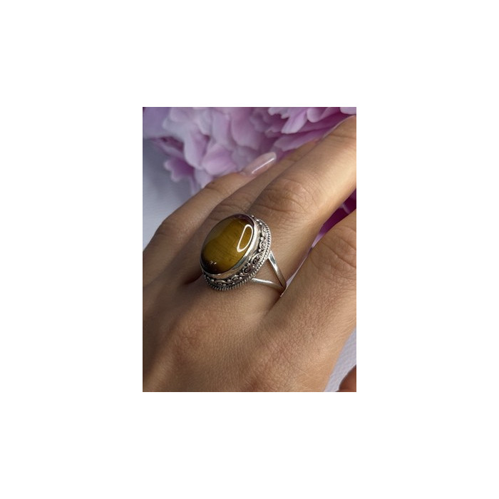Vintage 925 Sterling Silver Tiger Eye Ring Size 9