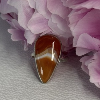 925 Sterling Silver Agate Ring Size 7.5