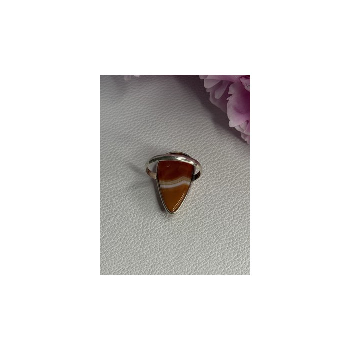 925 Sterling Silver Agate Ring Size 7.5