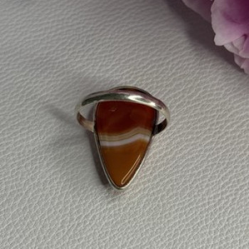 925 Sterling Silver Agate Ring Size 7.5