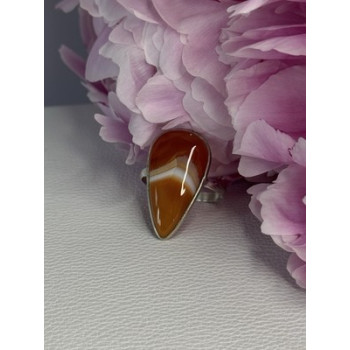 925 Sterling Silver Agate Ring Size 7.5