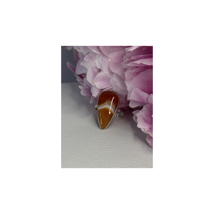 925 Sterling Silver Agate Ring Size 7.5