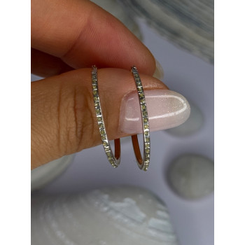 14K Yellow Gold Peridot Earrings Hoops Length 1 inch