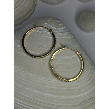 14K Yellow Gold Peridot Earrings Hoops Length 1 inch