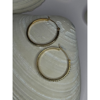 14K Yellow Gold Peridot Earrings Hoops Length 1 inch