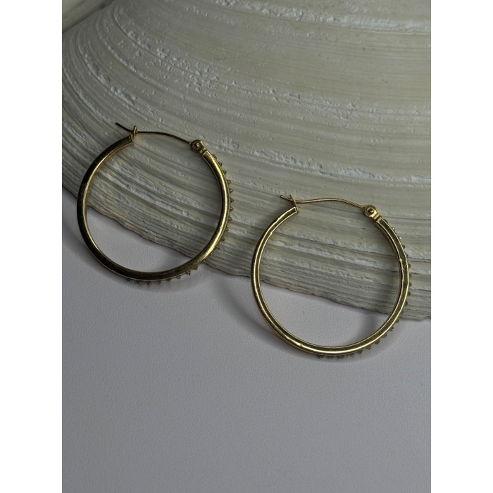 14K Yellow Gold Peridot Earrings Hoops Length 1 inch