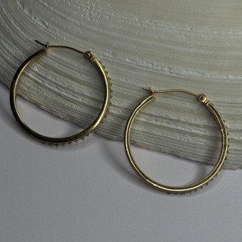 14K Yellow Gold Peridot Earrings Hoops Length 1 Inch