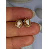 10K Yellow Gold Cameo Stud Earrings Length 0.40 inch