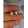 10K Yellow Gold Cameo Stud Earrings Length 0.40 inch