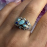925 Sterling Silver Turquoise & Sodalite Ring Size 7.5