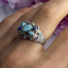 925 Sterling Silver Turquoise & Sodalite Ring Size 7.5