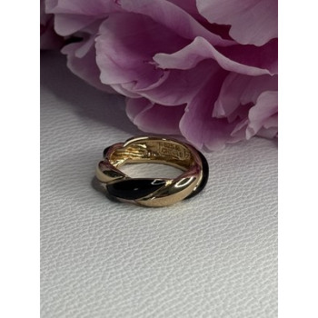925 Sterling Silver Gold Plated Onyx Ring Size 8