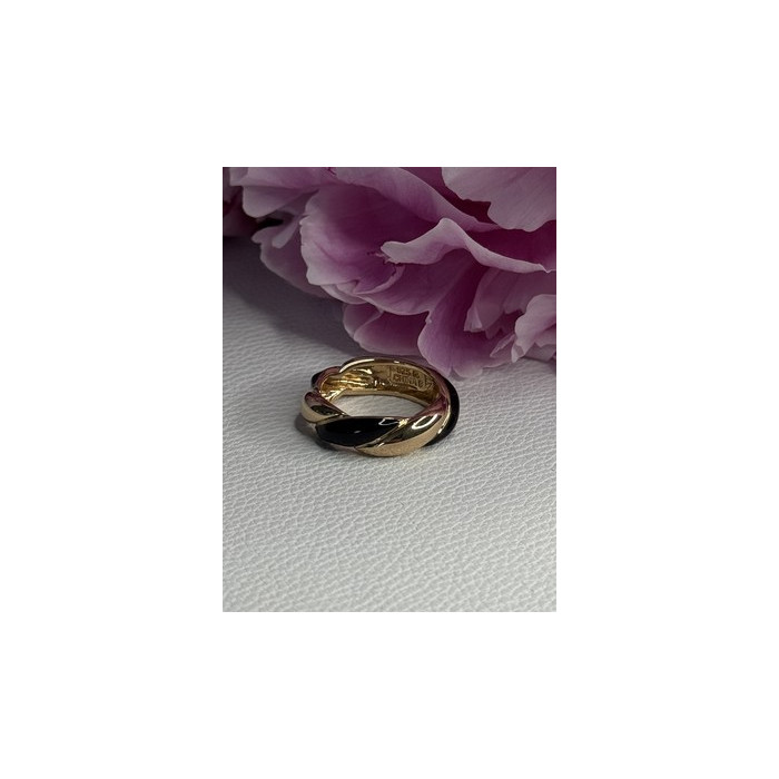 925 Sterling Silver Gold Plated Onyx Ring Size 8