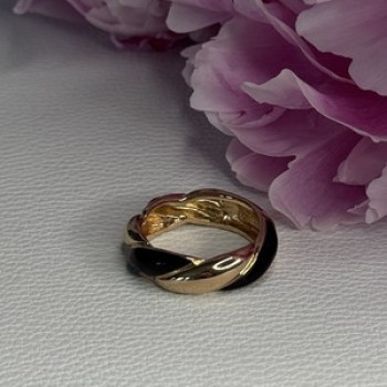 925 Sterling Silver Gold Plated Onyx Ring Size 8