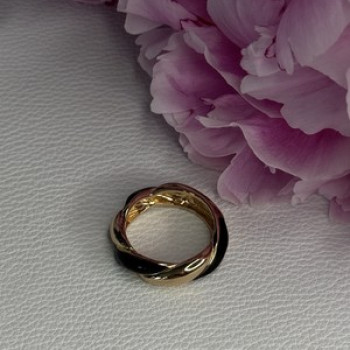 925 Sterling Silver Gold Plated Onyx Ring Size 8