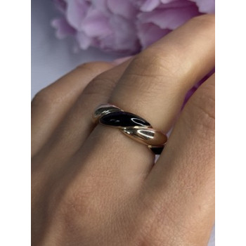 925 Sterling Silver Gold Plated Onyx Ring Size 8