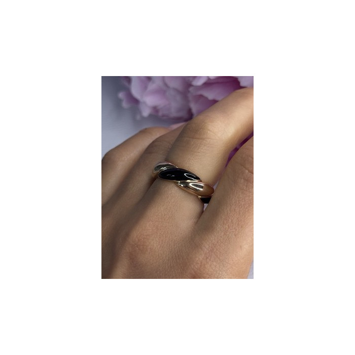 925 Sterling Silver Gold Plated Onyx Ring Size 8