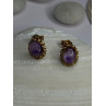 14K Yellow Gold Amethyst Stud Earrings Length 0.40 inch