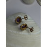 14K Yellow Gold Amethyst Stud Earrings Length 0.40 inch