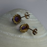 14K Yellow Gold Amethyst Stud Earrings Length 0.40 Inch