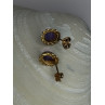 14K Yellow Gold Amethyst Stud Earrings Length 0.40 inch