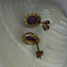 14K Yellow Gold Amethyst Stud Earrings Length 0.40 Inch