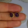 14K Yellow Gold Amethyst Stud Earrings Length 0.40 Inch