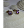 14K Yellow Gold Amethyst Stud Earrings Length 0.40 inch