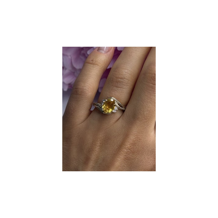 925 Sterling Silver Citrine & Beryl Ring Size 7