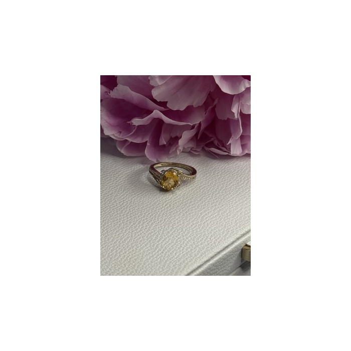 925 Sterling Silver Citrine & Beryl Ring Size 7